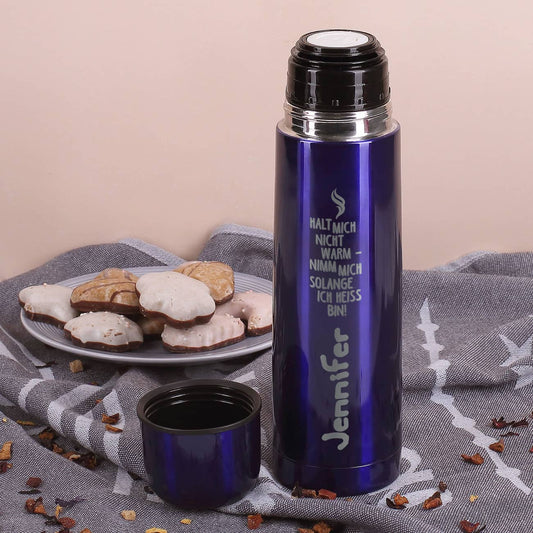 gravierte Thermoskanne mit Spruch und ihrem Wunschnamen