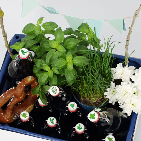 Witzige Kräuteraufkleber für die Bierflaschen