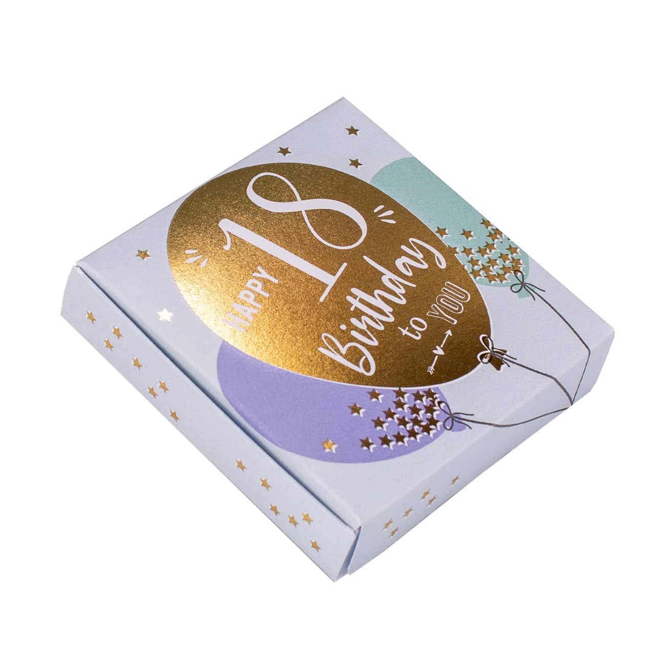 Happy Birthday 18 - Geschenkbox mit Goldprägung und Text