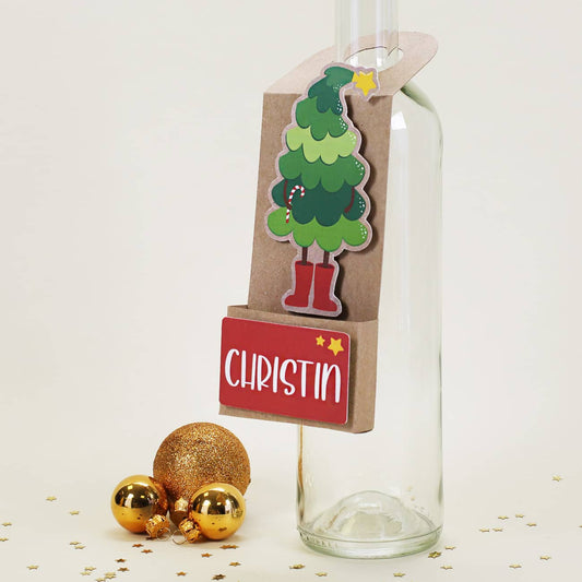Persönlicher Flaschenanhänger zu Weihnachten für Geldgeschenke
