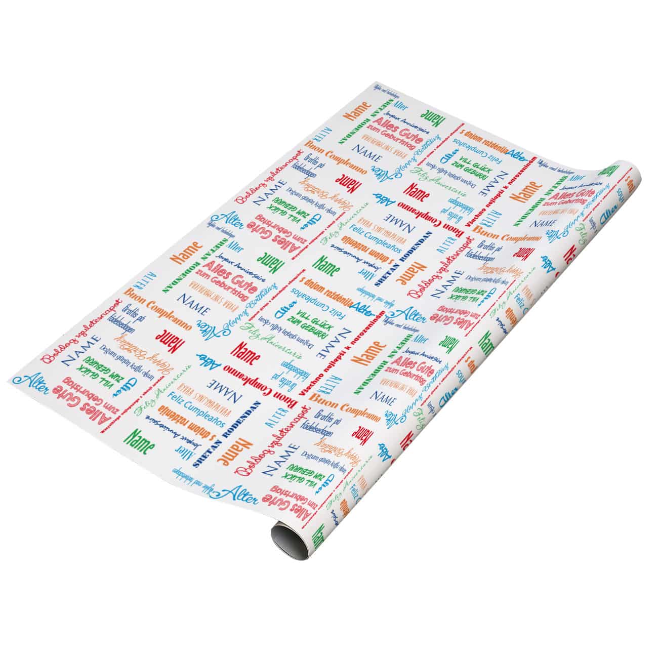 Geschenkpapier zum Geburtstag mit Name und Alter