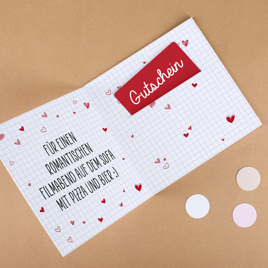 Gutscheinkarte - Scheiß auf Valentinstag ich liebe dich jeden Tag - mit Wunschtext