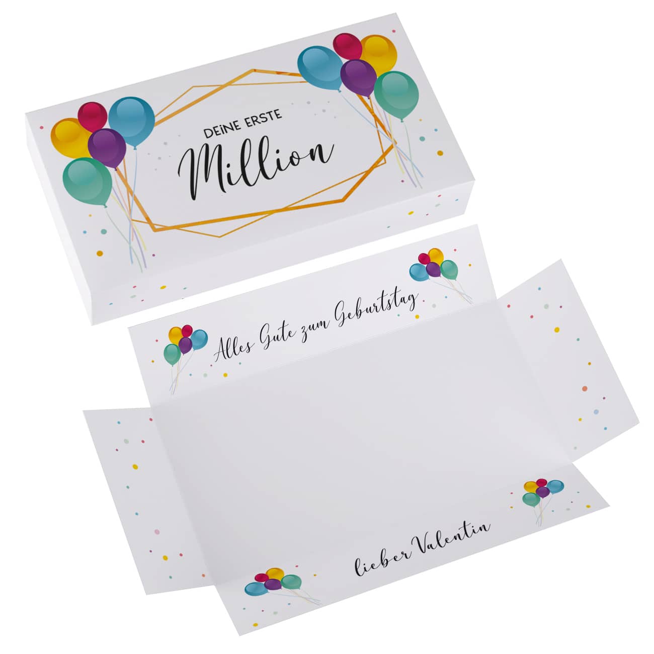 Erste Million zum Geburtstag | Box für Geldgeschenke | Wunschtext