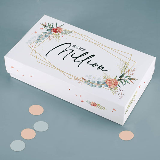 Erste Million - Geschenkbox für Geldgeschenke zum Geburtstag mit Name und Text