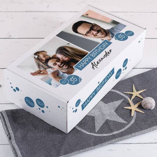 Geburtstagsgeschenk-Box mit 2 Fotos & Farbauswahl