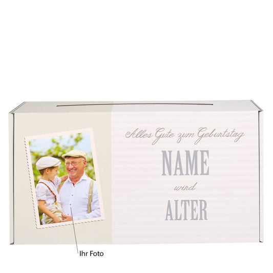 bedruckt mit Ihrem Namen, Alter und schönsten Foto