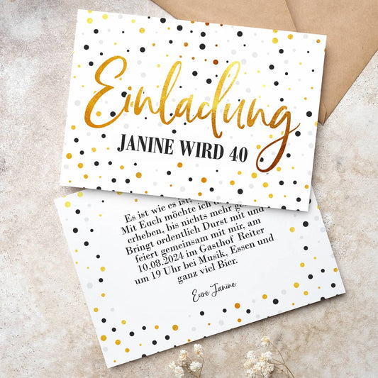Einladungskarte zum Geburtstag mit personalisiertem Aufdruck