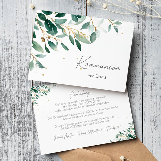 Karte zum Selbstgestalten mit Eukalyptus-Motiv für jeden Anlass