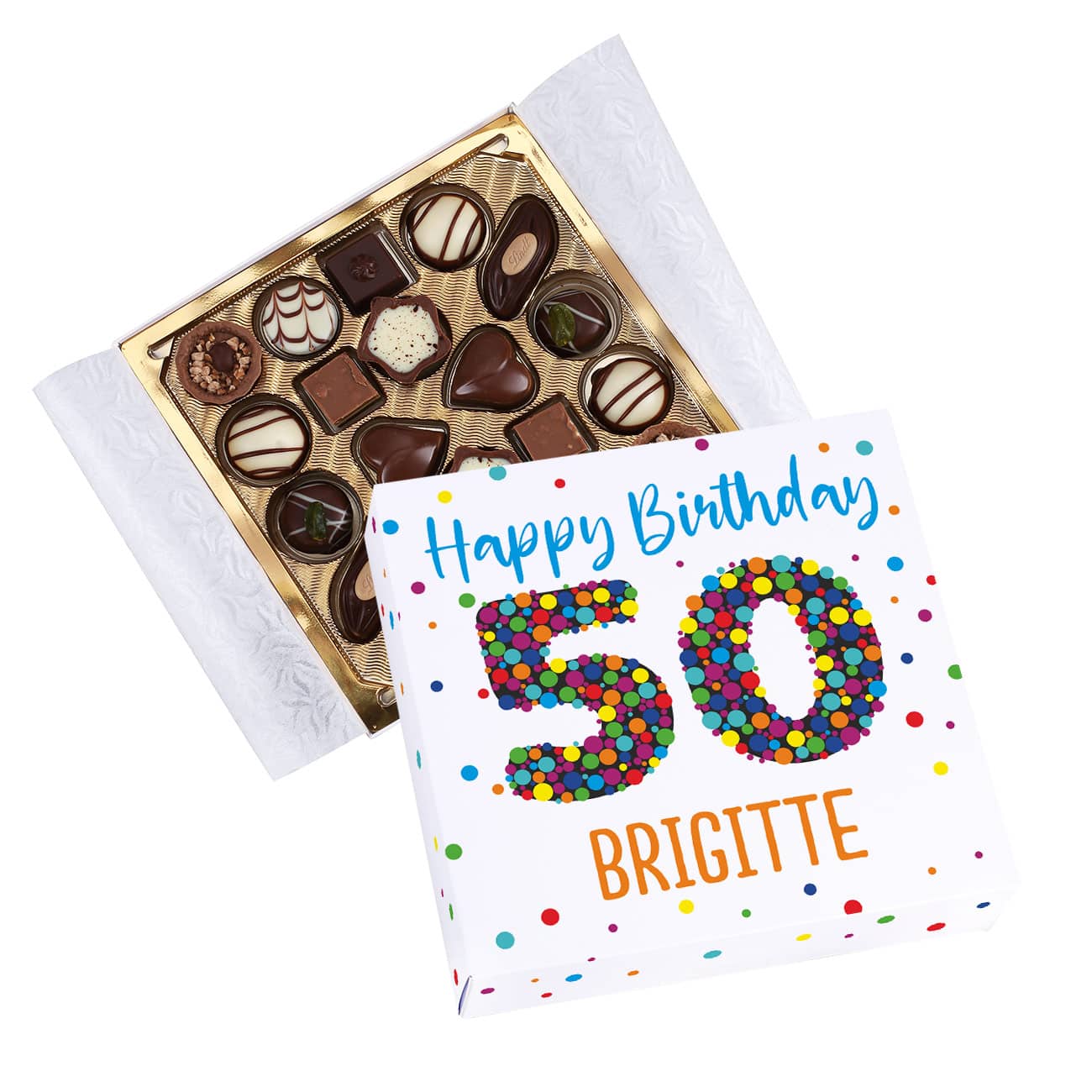 Personalisierte Pralinen zum 50. Geburtstag