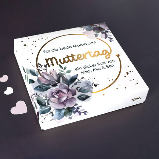 Muttertagsgeschenk - Lindt-Pralinen mit Ihrem Text und Goldfolie veredelt