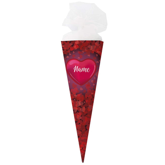 Schultüte mit Herzen und Name