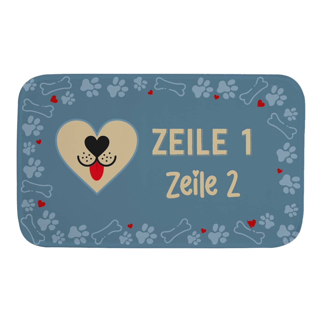 Persönlich bedruckter Hundeteppich mit Wunschtext 76x48cm