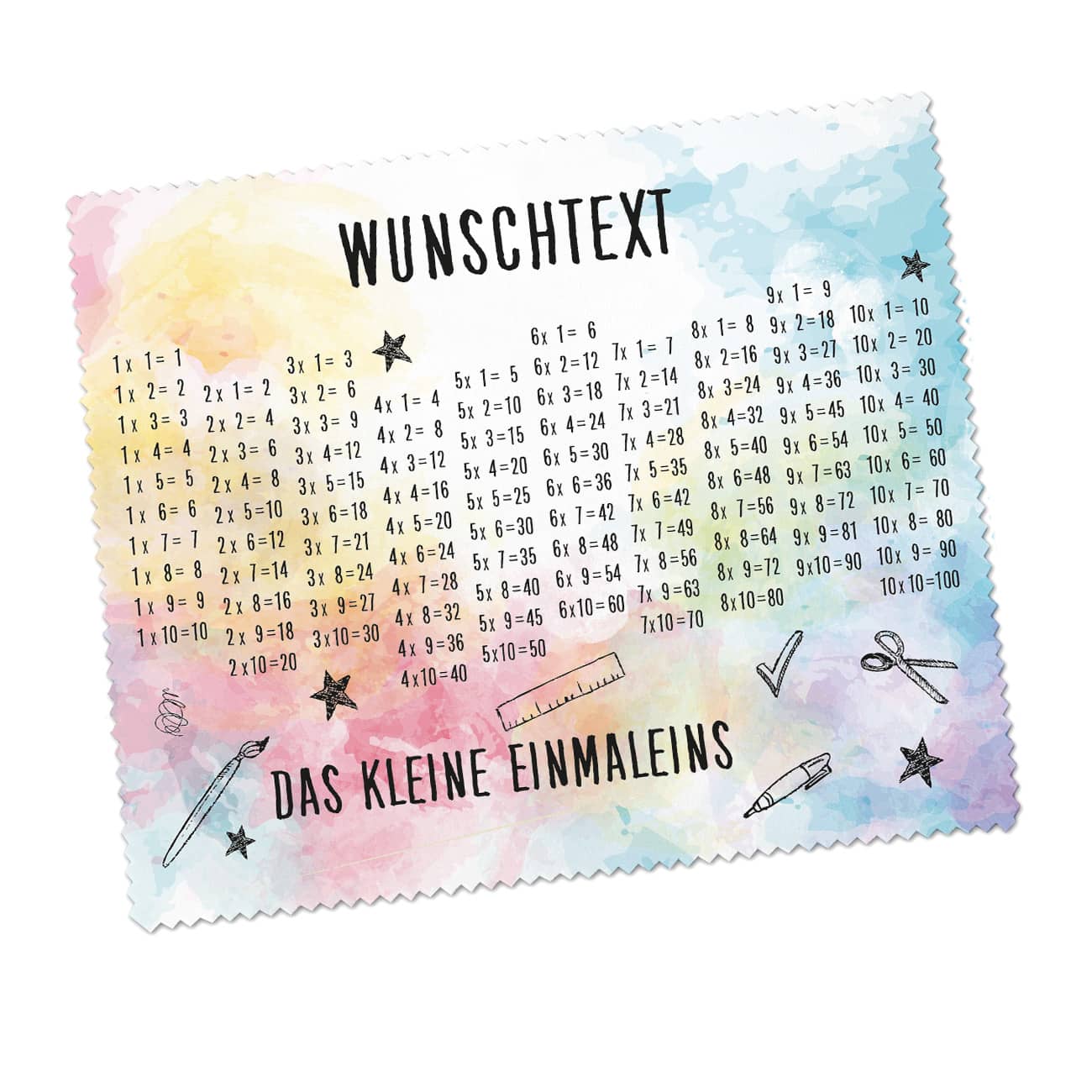Einmaleins Brillenputztuch als Geschenk zur Einschulung