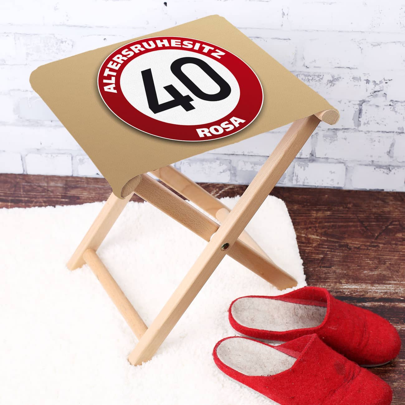 Klapphocker mit Namen zum 40. Geburtstag