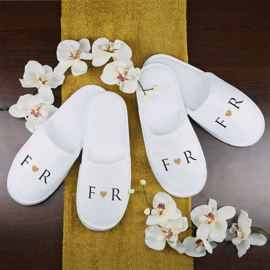 Personalisiertes Pantoffel-Set mit Initialen und Herzmotiv als Hochzeitsgeschenk