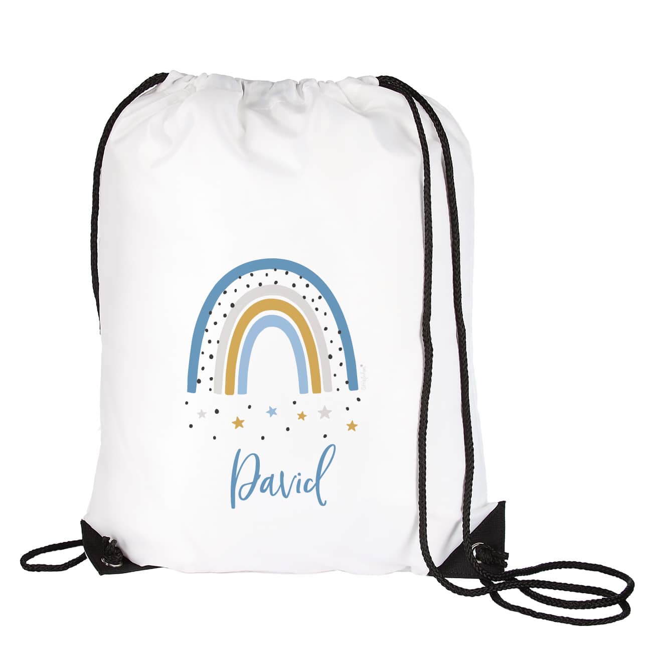 Sportbeutel mit Regenbogenmotiv und Name für Jungen
