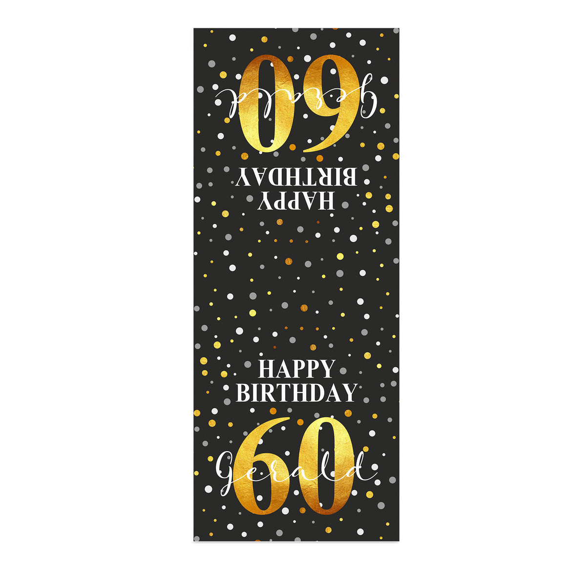 Personalisierter Tischläufer zum Geburtstag mit Name & Alter in Schwarz | Zwei Längen | Konfetti Motiv