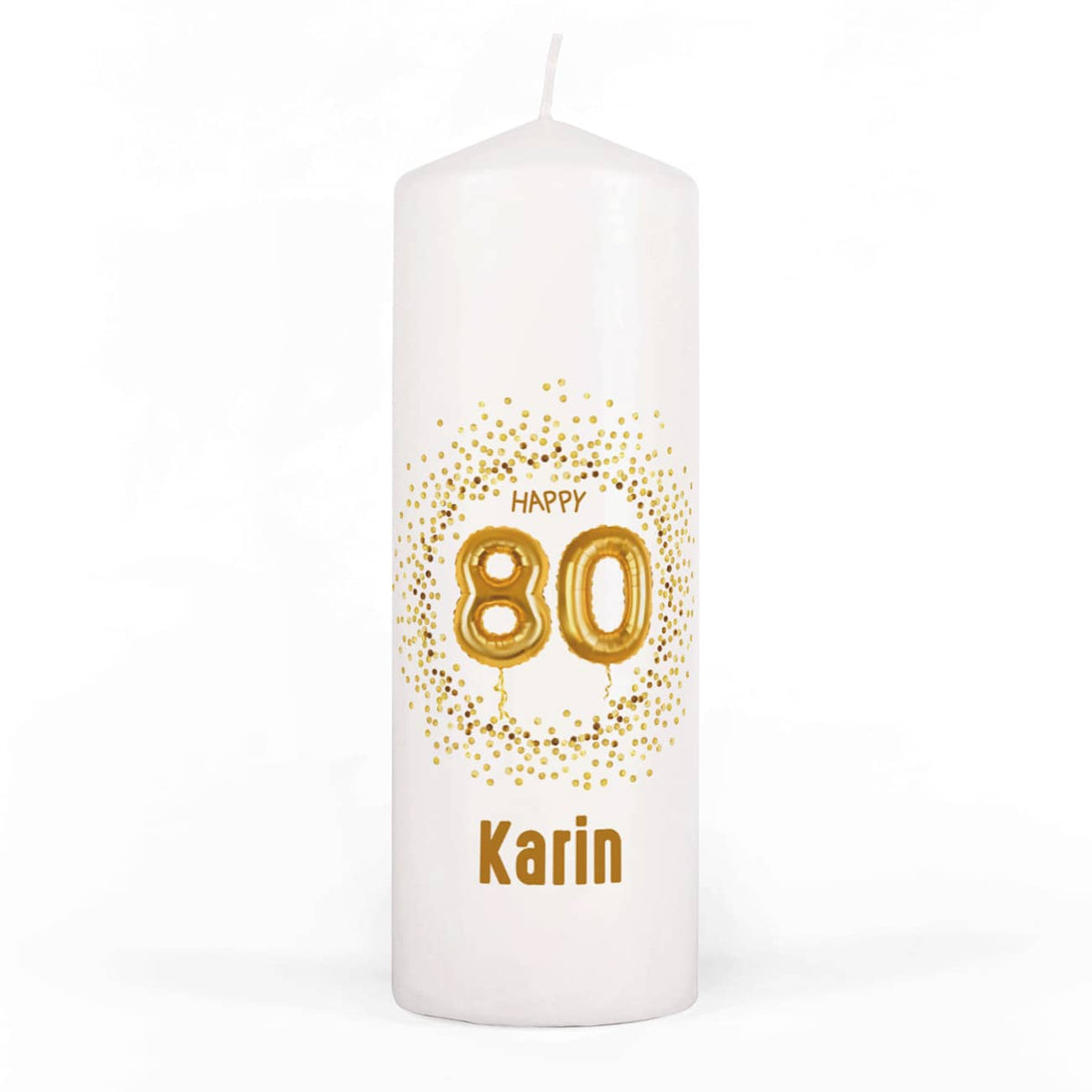 Geburtstagskerze zum 80. Geburtstag mit Name bedruckt