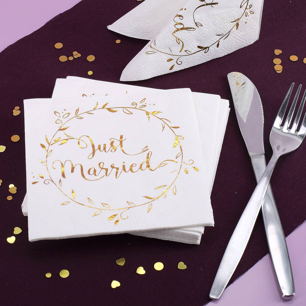Servietten zur Hochzeit mit Gold-Metallic-Aufdruck