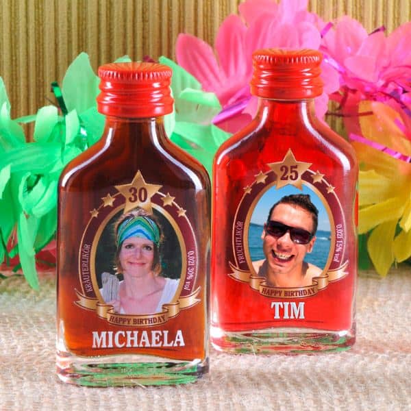 Likör mit Foto, Name und Alter bedruckt