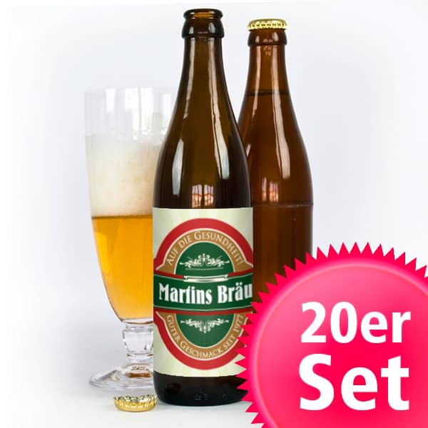20er Bieraufkleber Klassik mit Wunschtexten