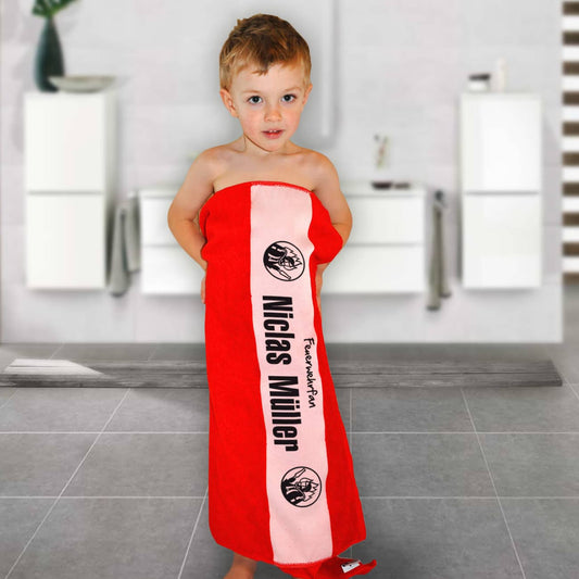 Dusch- und Badetuch Feuerwehrmann mit Name