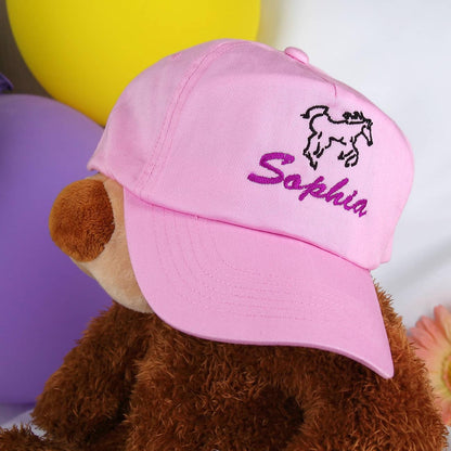 Trendige Basecap mit Pferde-Motiv und Wunschnamen