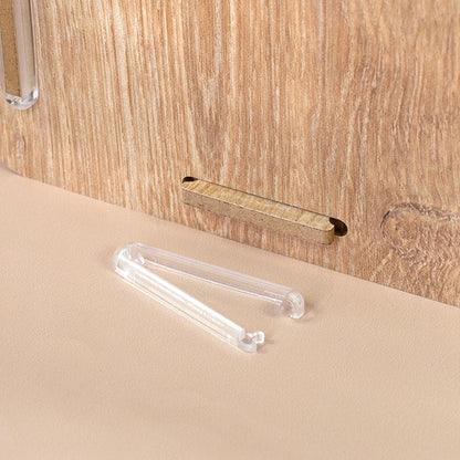 Detailaufnahme des Make-up Organizers in Eiche-Optik mit offenem clipfritz Verschluss