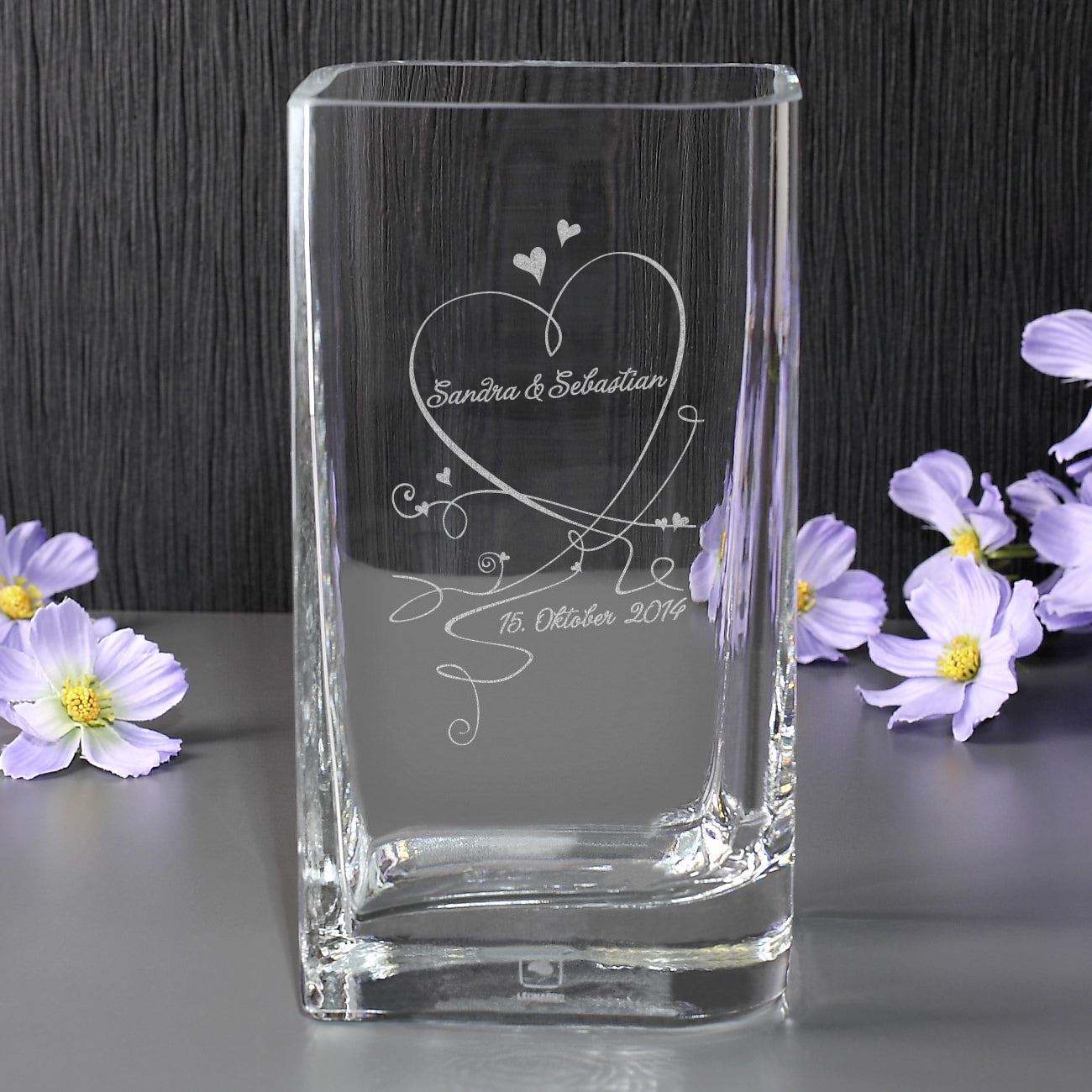 Gravierte Vase von Leonardo mit Wunschnamen und Datum