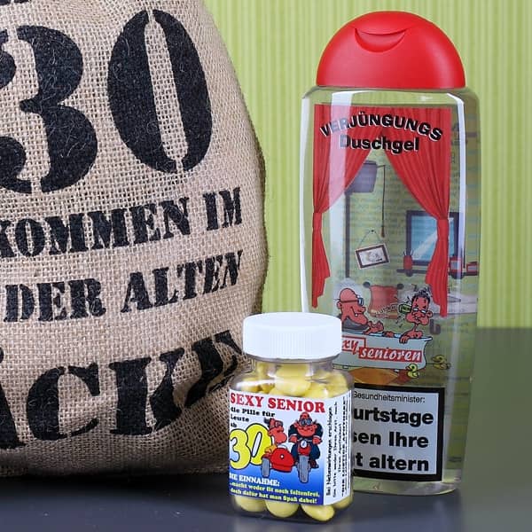 Duschgel und Pillen zum 30.