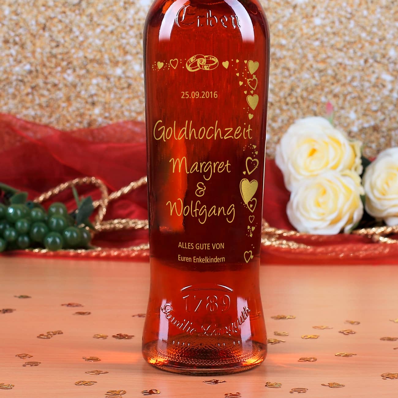 Weinflasche mit Gravur