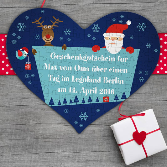 Herzpuzzle Gutschein Puzzle Weihnachten Wunschtext