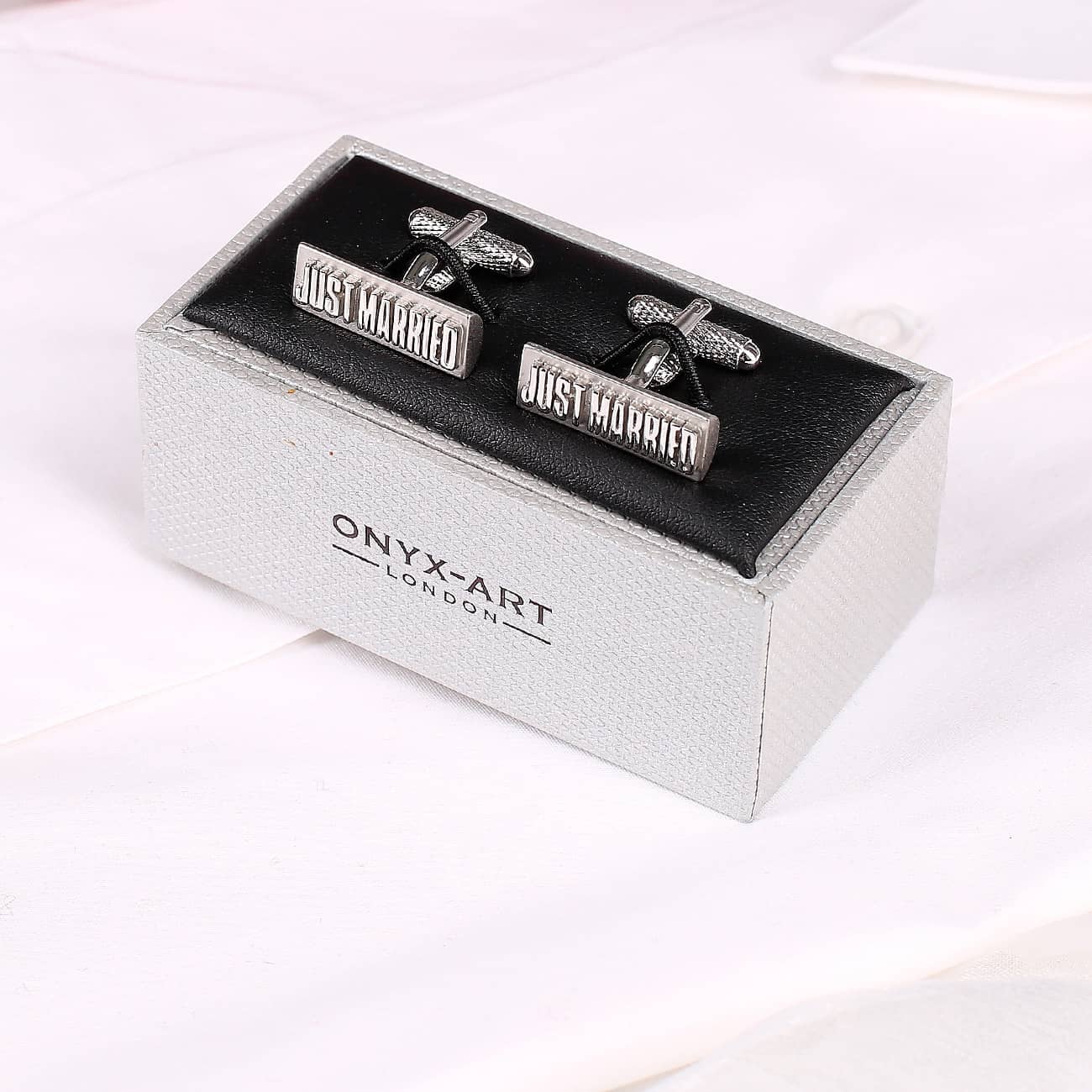 Just Married Manschettenknöpfe in Silber