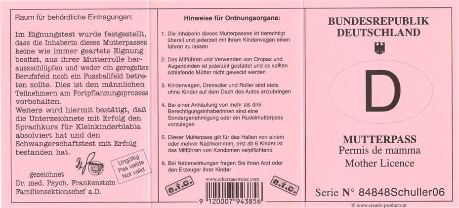 Pass Rückseite
