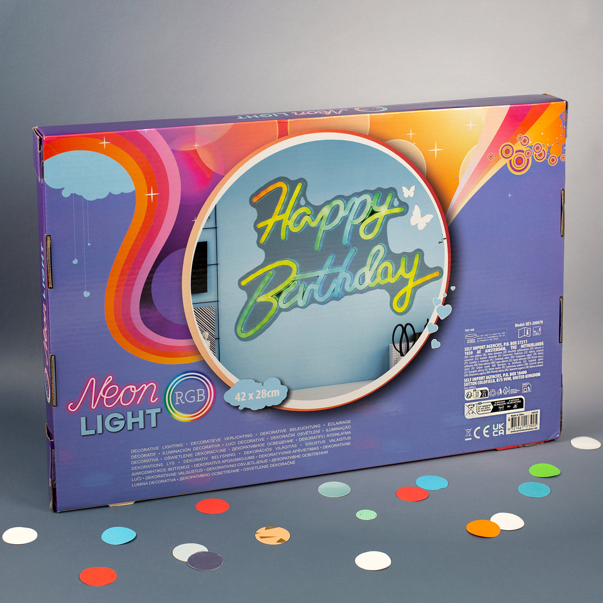 Verpackung des Neon-Schild zum Geburtstag