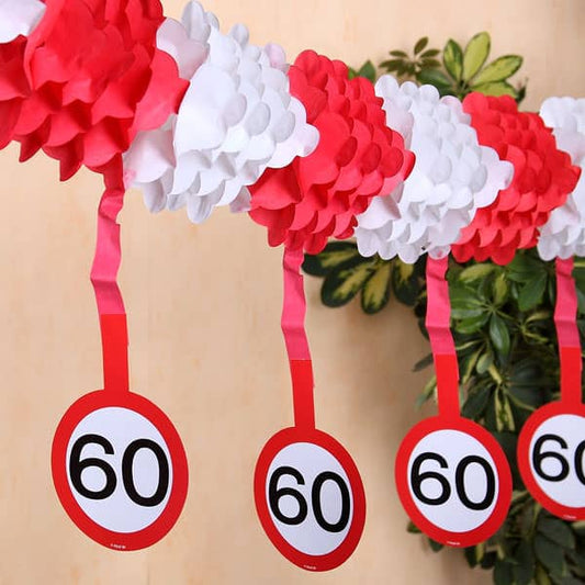 Papiergirlande Verkehrsschild zum 60. Geburtstag