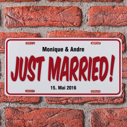 Metallschild zur Hochzeit mit Namen