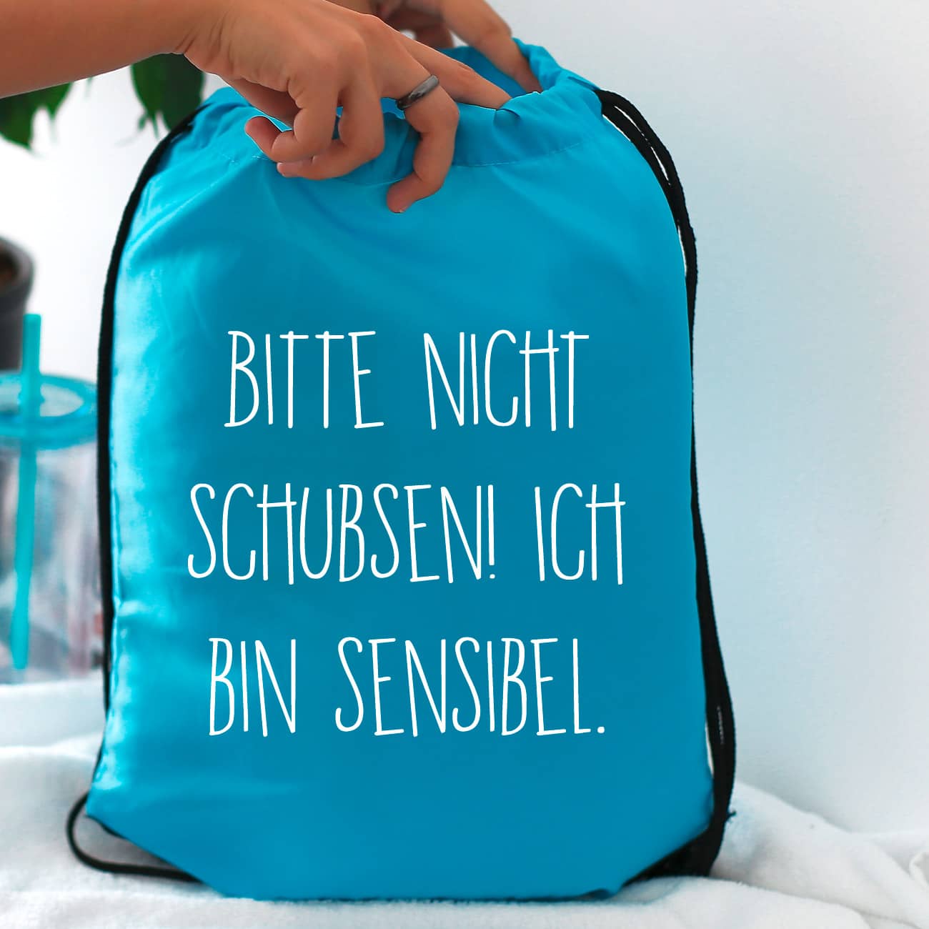 Rucksack Bitte nicht schubsen - in mehreren Farben mit Wunschtext