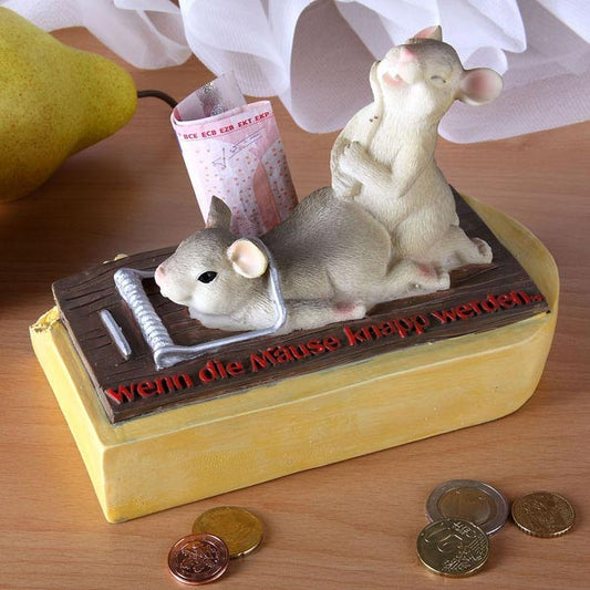 Spardose Mäuse - Paar auf Falle
