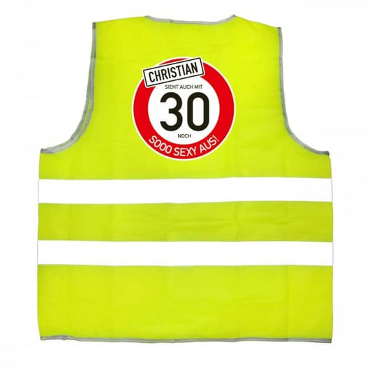 Warnweste zum Geburtstag mit Aufdruck