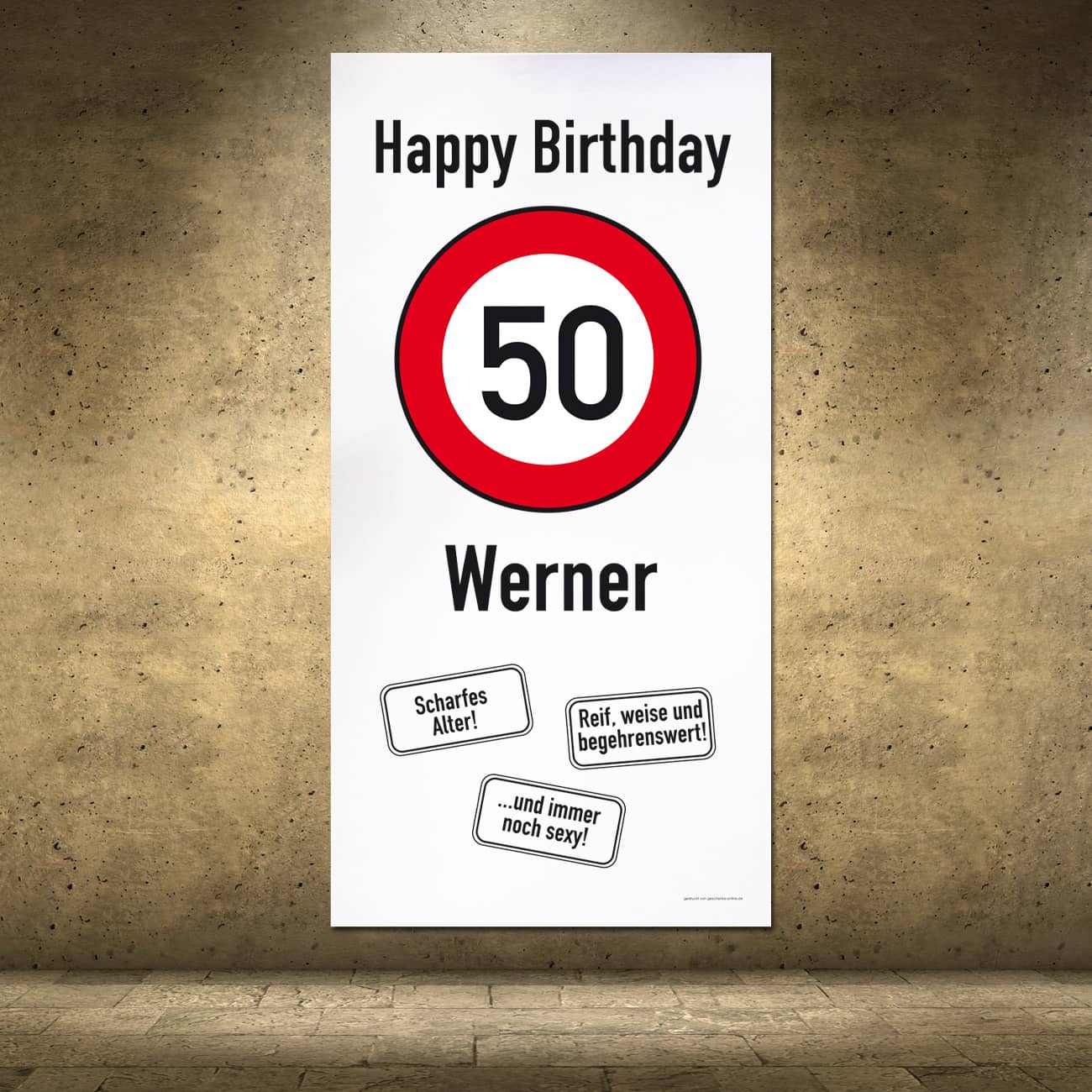 Banner im Hochformat zum 50. Geburtstag