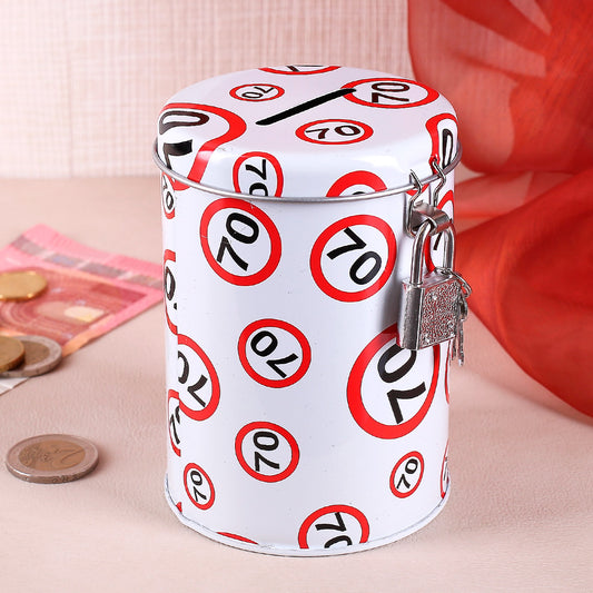 Zum 70. Geburtstag Spardose mit Verkehrszeichen 