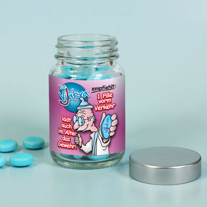 Vijakra blaue Pille im Gläschen mit Schraubverschluss