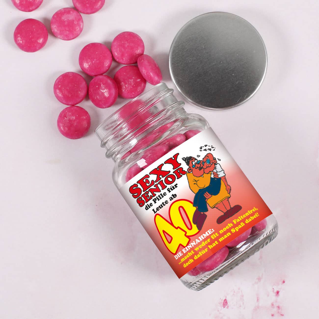 Traubenzuckerpillen als lustiges Geschenk zum Geburtstag