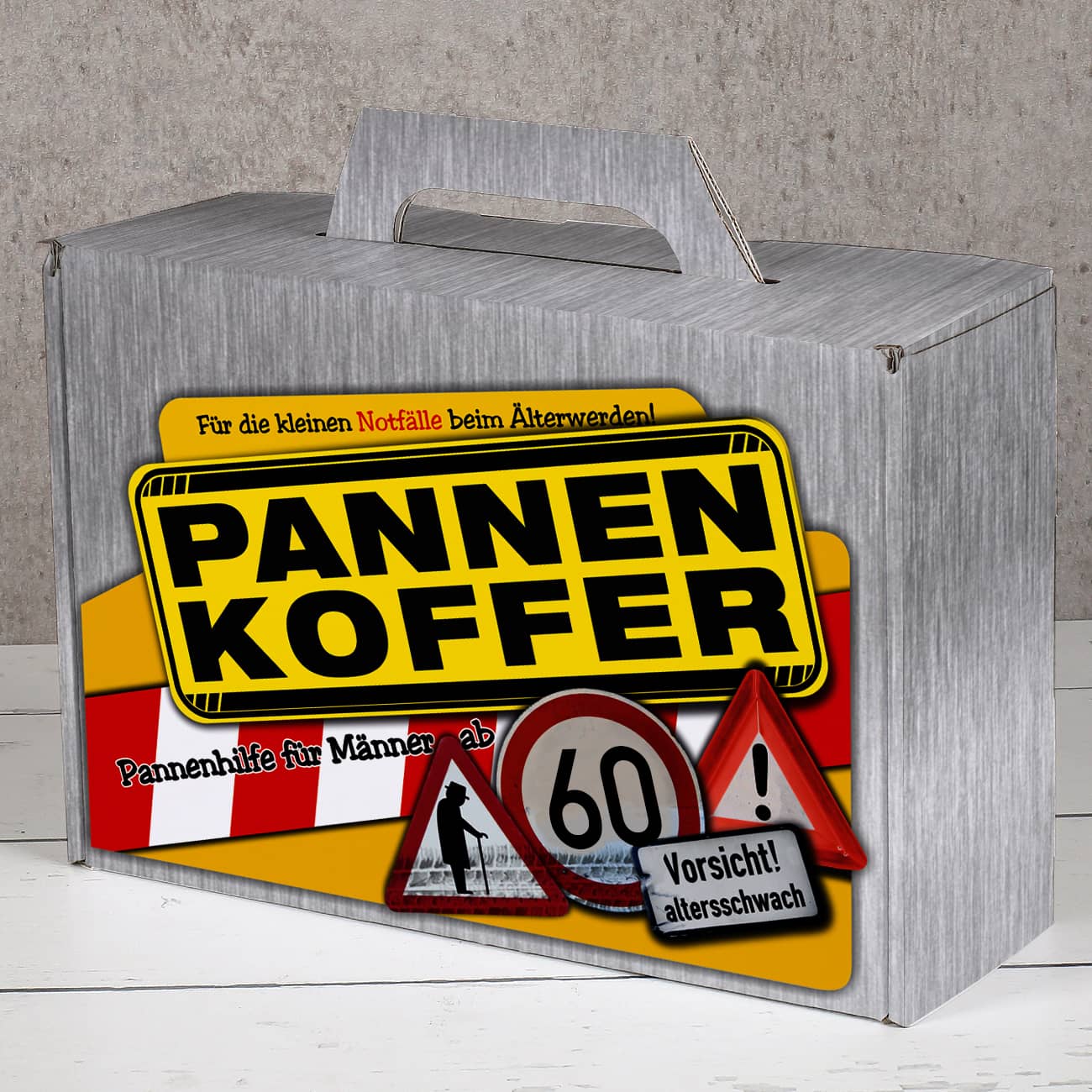 Bedruckter Pappkoffer