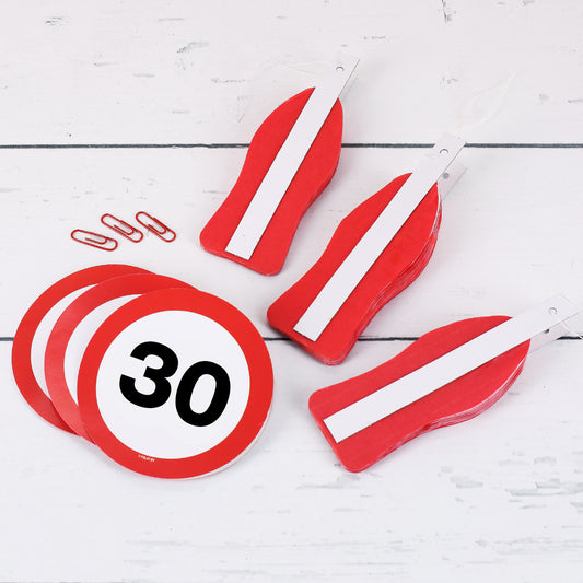 Papierwaben mit Verkehrsschild 30