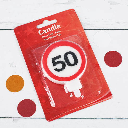 Tortenkerze Verkehrsschild 50