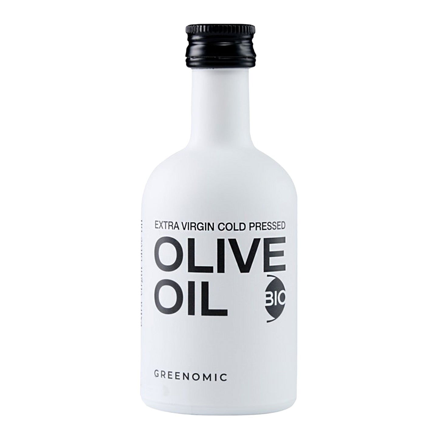 Greenomic Olivenöl BIO nativ extra 100 ml in weißer Flasche freigestellt
