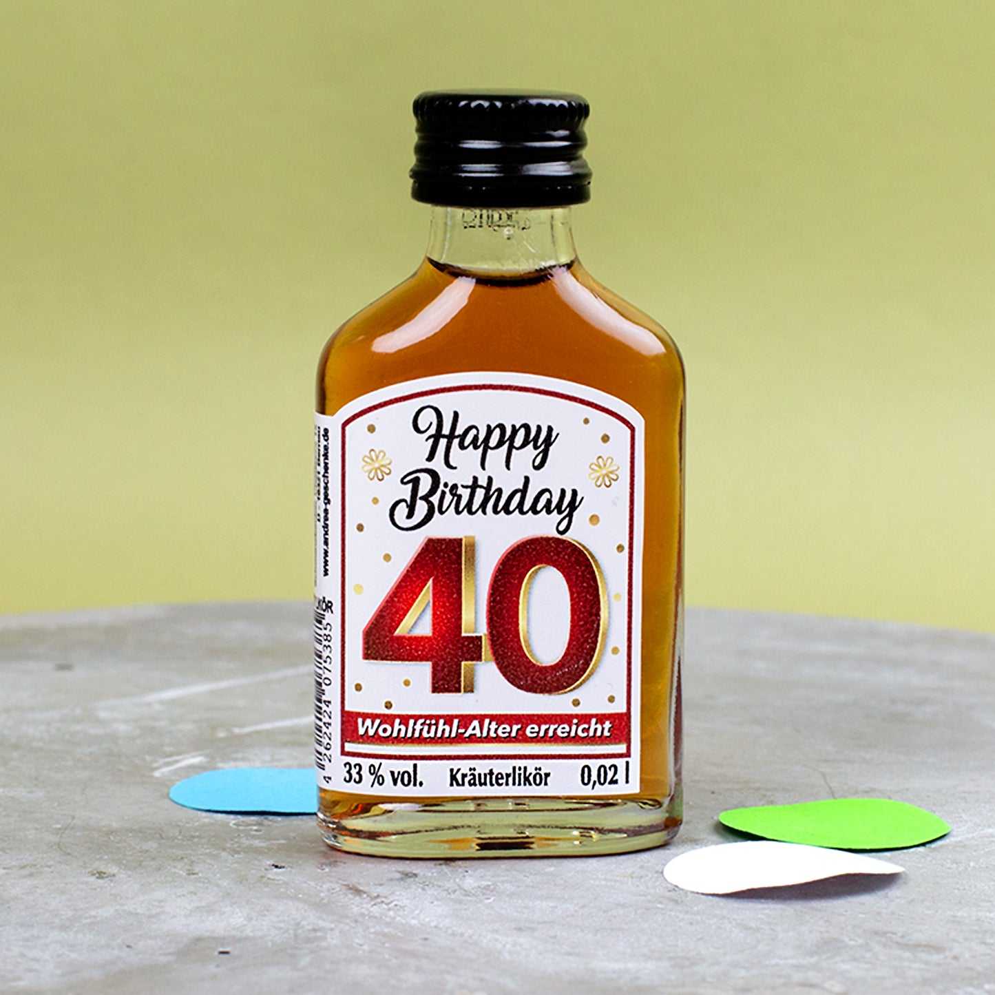 Kräuterlikör Happy Birthday 40. Geburtstag Geschenkflasche