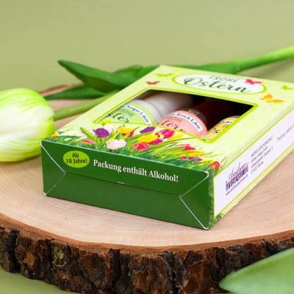 Detailansicht der Oster Likörbox mit Hinweis „Ab 18 Jahre – enthält Alkohol“